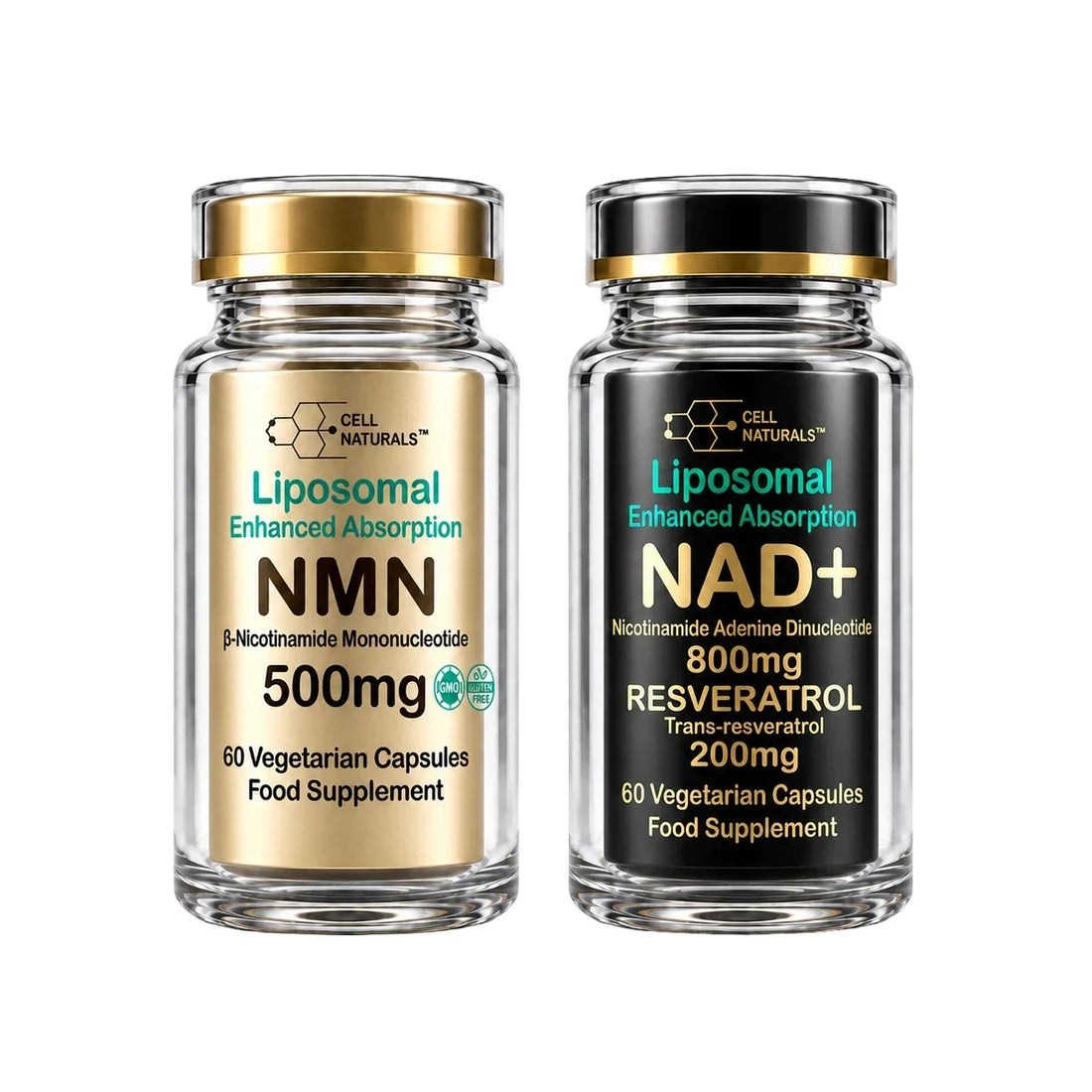 Cell Naturals Liposomal NMN 500mg and Liposomal NAD+ 800mg with resveratrol
