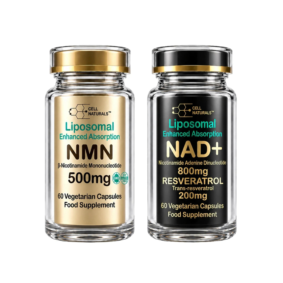 Cell Naturals Liposomal NMN 500mg and Liposomal NAD+ 800mg bundle